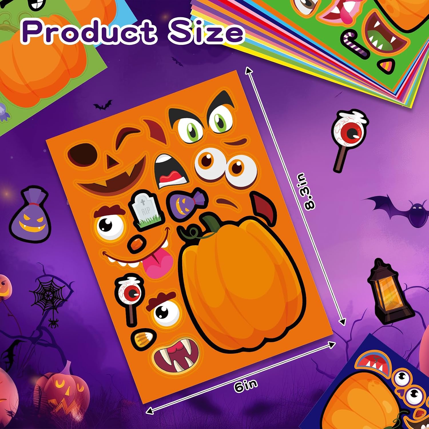 56 Sheets Halloween Pumpkin Stickers for Kids - 14 Different Pumpkin Designs - Fun Halloween Party Favors Crafts Games & Activities Supplies image 3