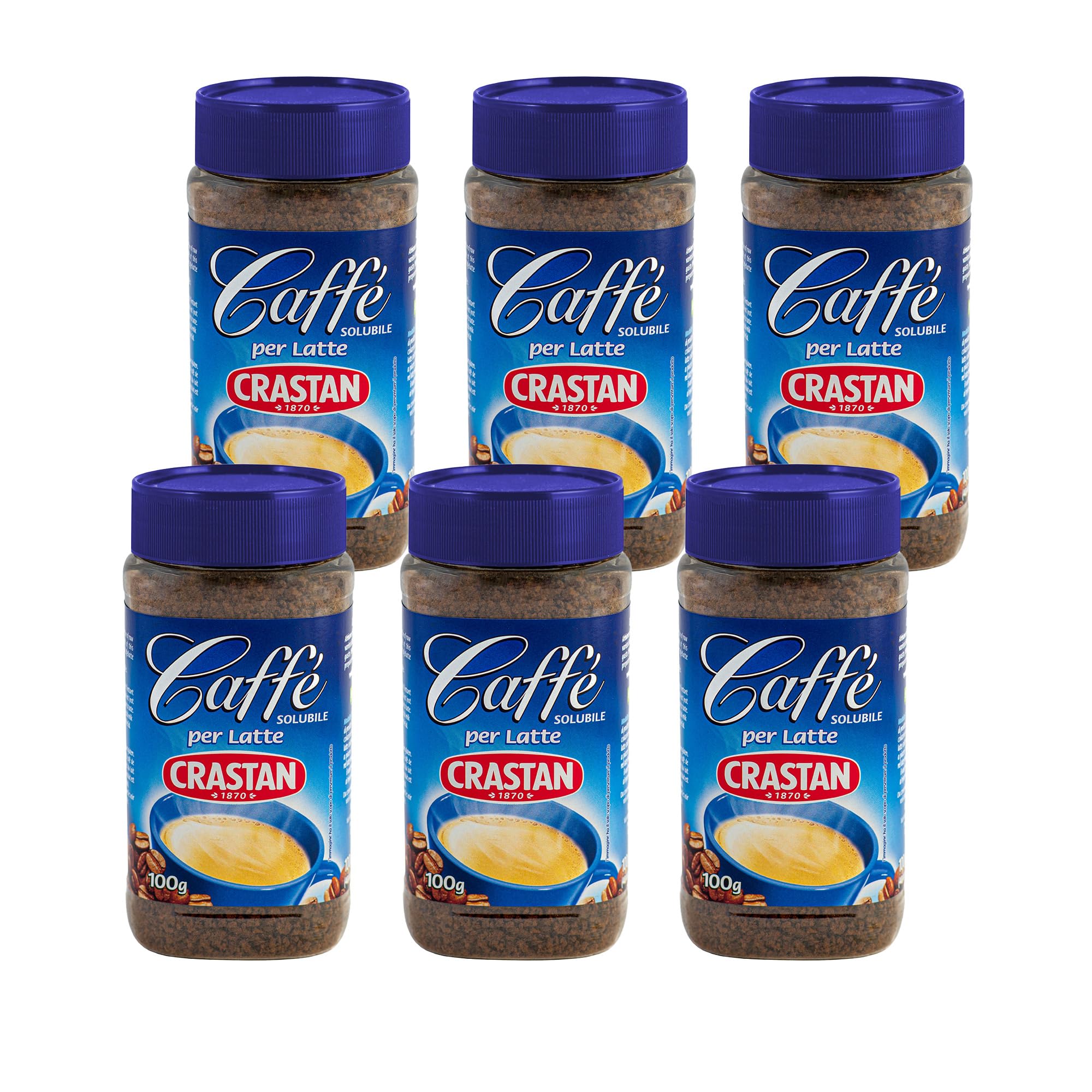 Crastan Caffè Solubile per Latte - 6 vasetti da 100 gr