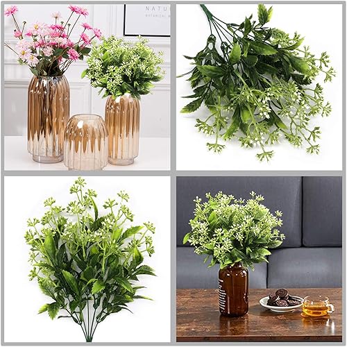 Miniatura 5 de Plantas artificiales, flores falsas, vegetación de plástico, arbustos de césped, arbustos para el hogar, jardín, cocina, sala de ventana al aire
