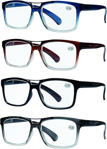 Juego de 4 lentes de lectura de calidad para hombre, Juego de Negro, Azul, café, Gris