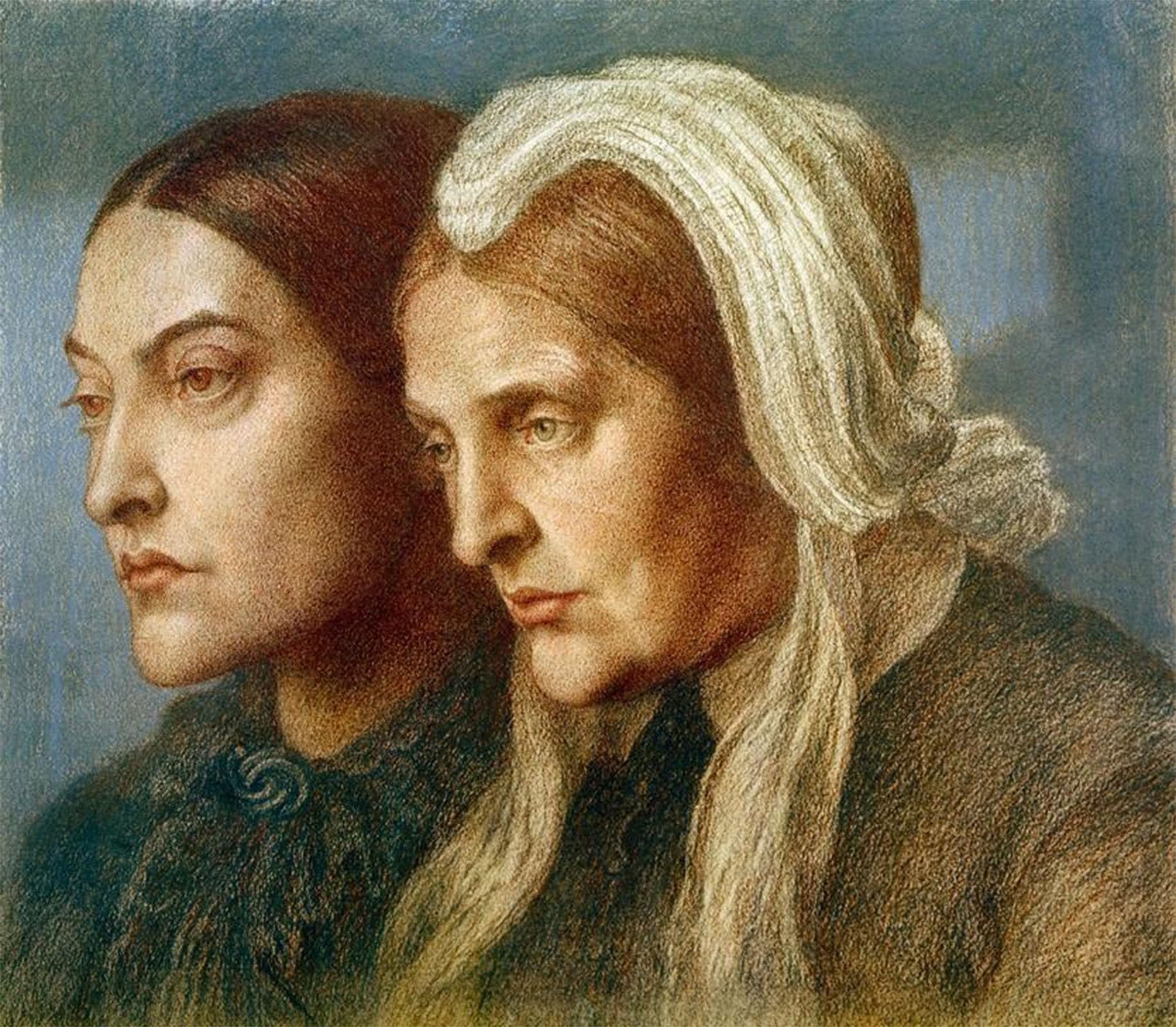 ARTXLXXBN Famous Art Print Poster Vintage Wall Art Christina G Rossetti and Mother by Dante Gabriel Charles Rossetti Canvas Art Poster for Home Decor 60x90cm