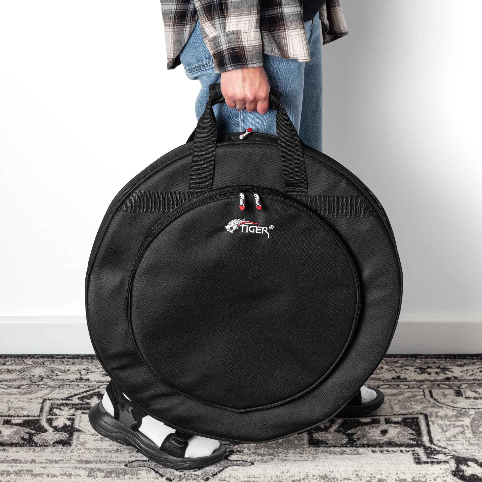 TIGER DGB21-BK - Custodia imbottita per piatti batteria 21", con divisori interni rimovibili - colore nero