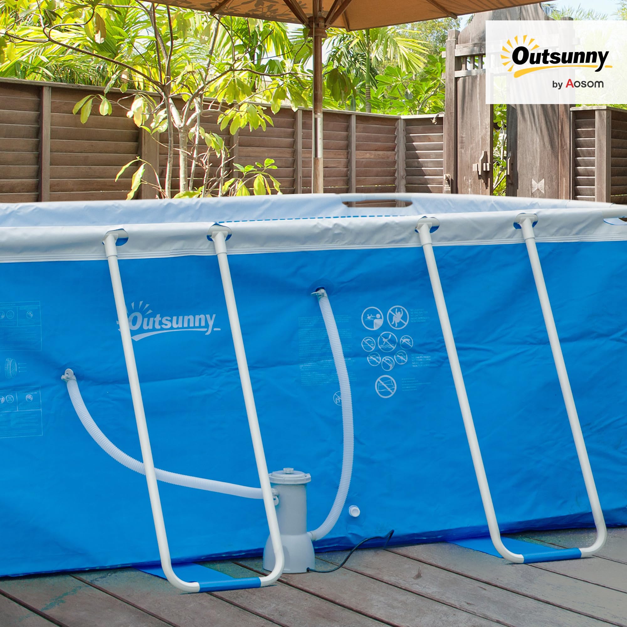 Outsunny Pompe de filtration épurateur à cartouche pour piscine hors sol 3785 L/h 90 W Blanc