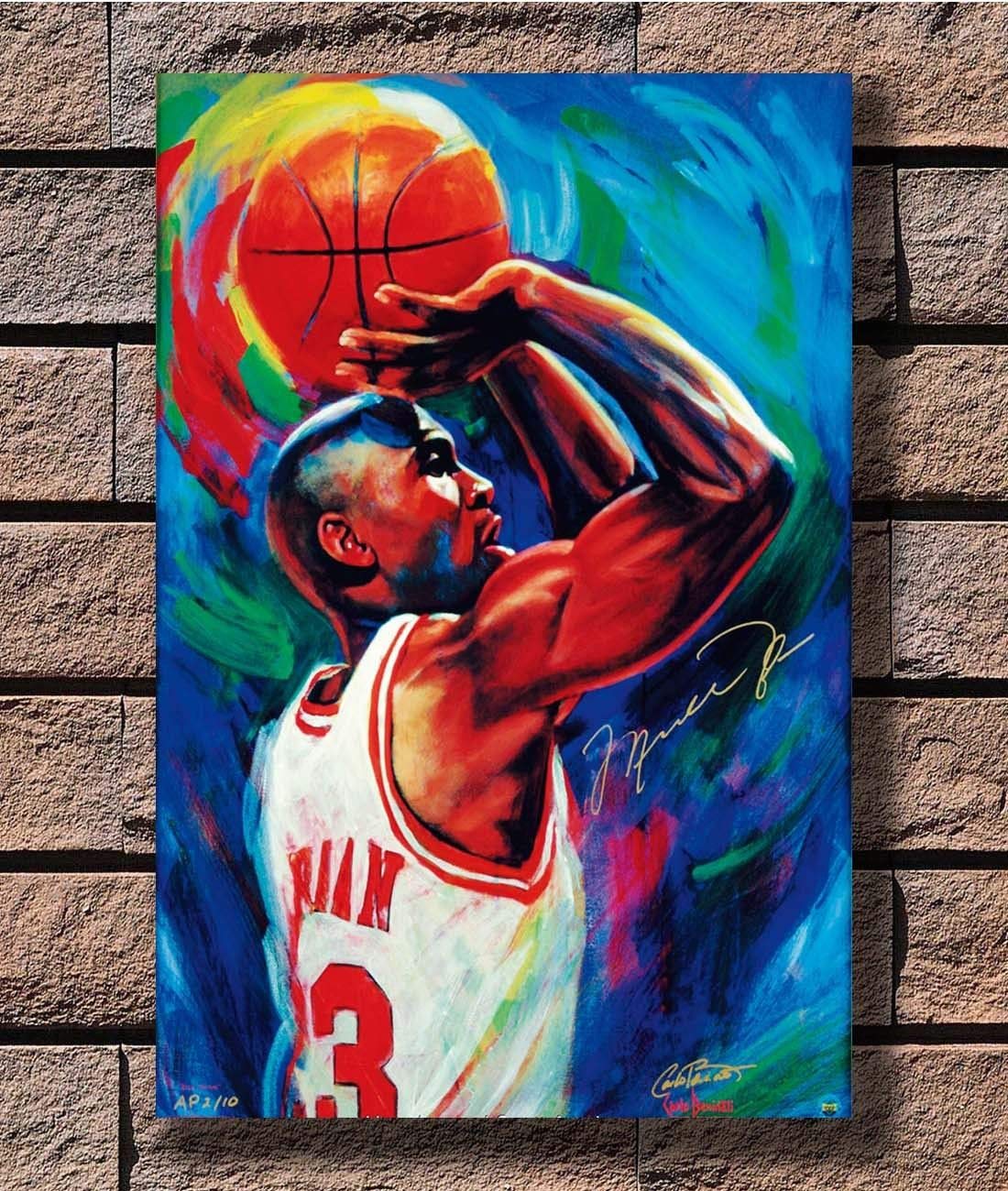 Toile Michael Jordan aquarelle 80x120 cm pour sublimer votre salon moderne