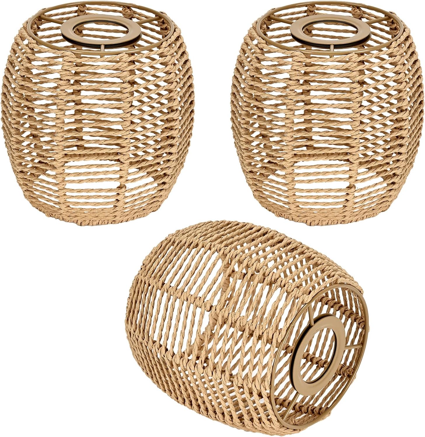 Premium Rattan Lamp Shade for E26 Base 3 Pack Boho Lamp Shade for Living Room, Bedroom, and Dining Room Durable rattan pendant light shade Perfect for Pendant, Table, and Ceiling Lamps