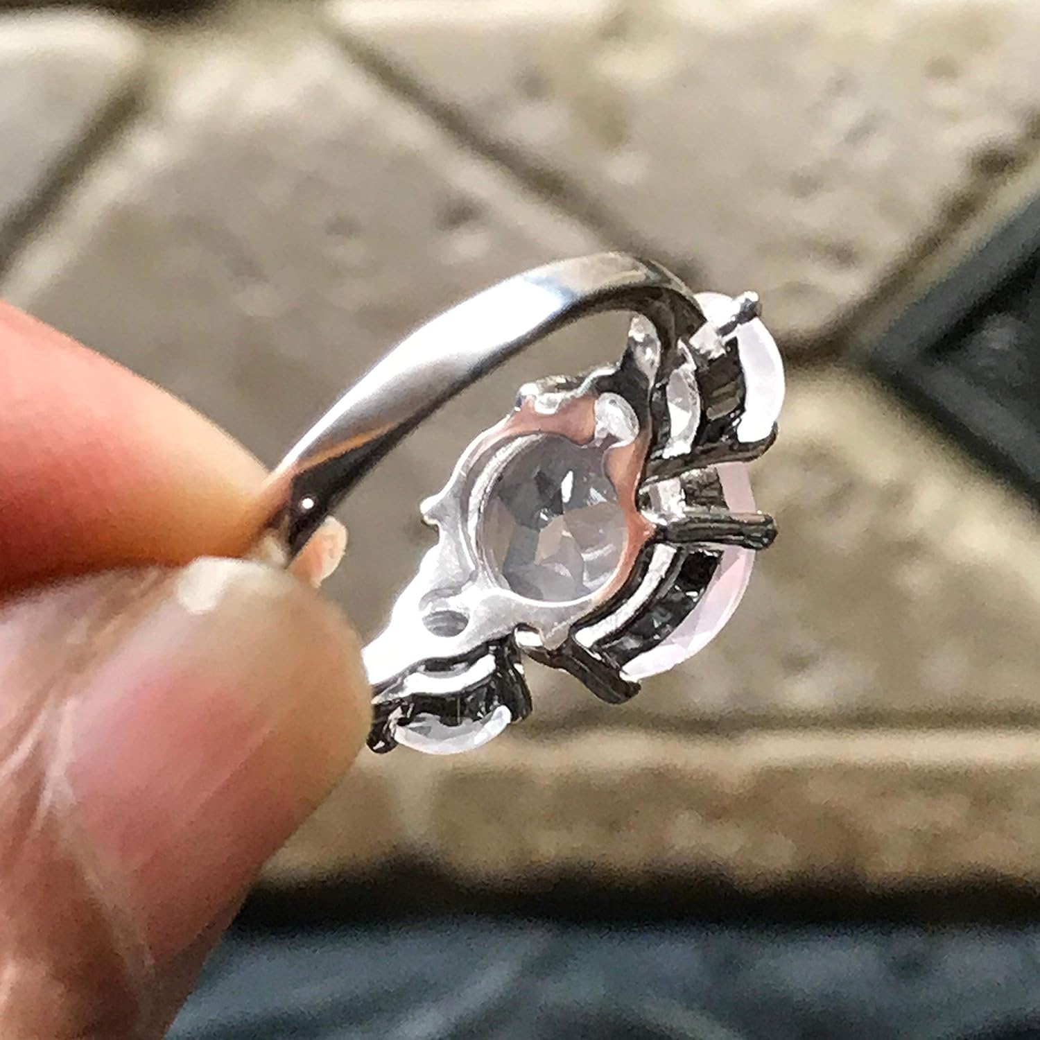 Natural 2.5ct Pink Rose Quartz 925 Sterling Silver Wedding Ring Size 5, 6, 7, 8, 9