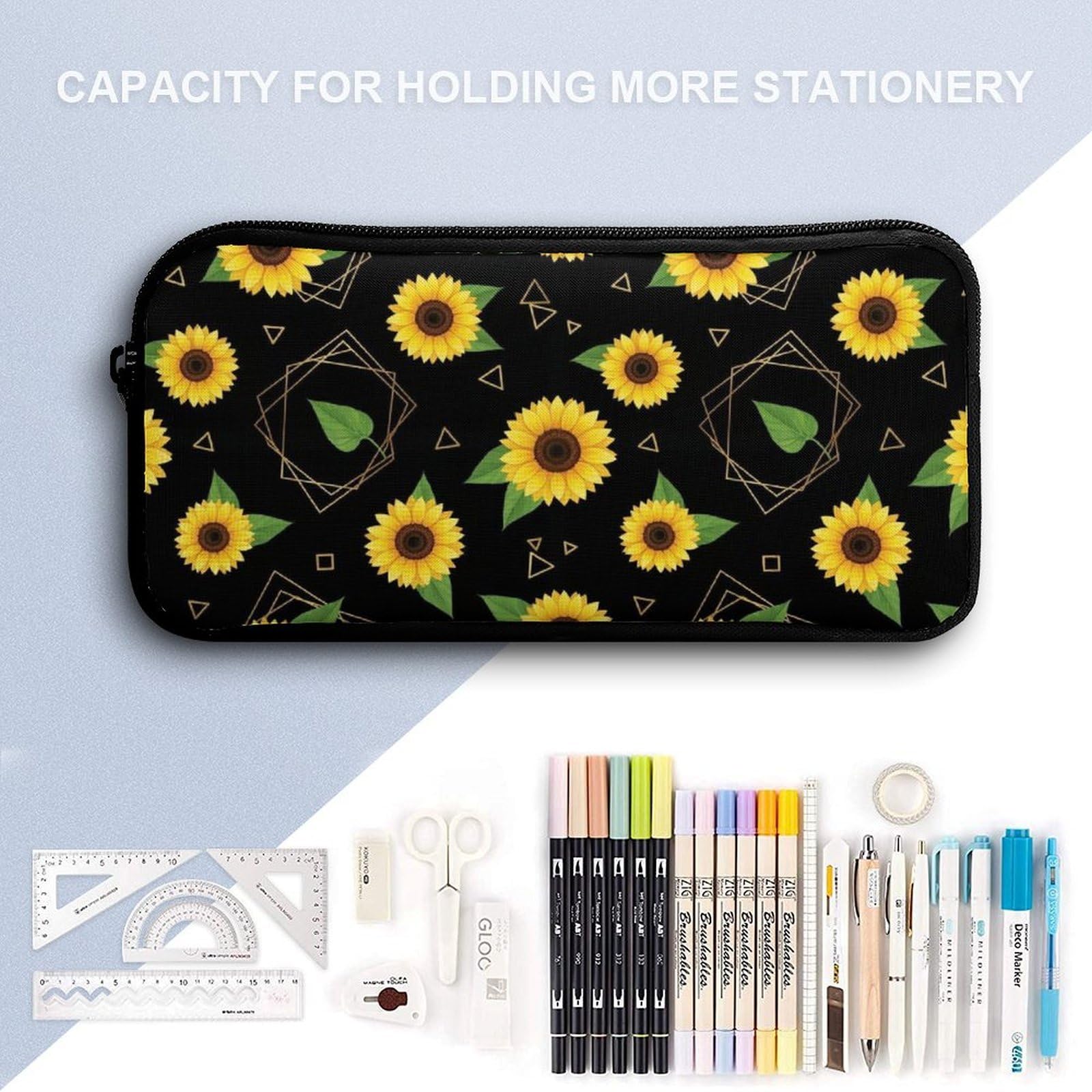 Sac à dos léger avec boîte à lunch, trousse de maquillage et rangement (motif tournesol (11))