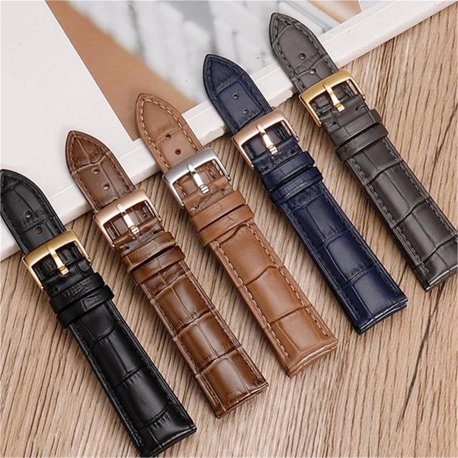 Accesorios de correa de reloj de cuero for hombre con hebilla de acero inoxidable 16 22 mm