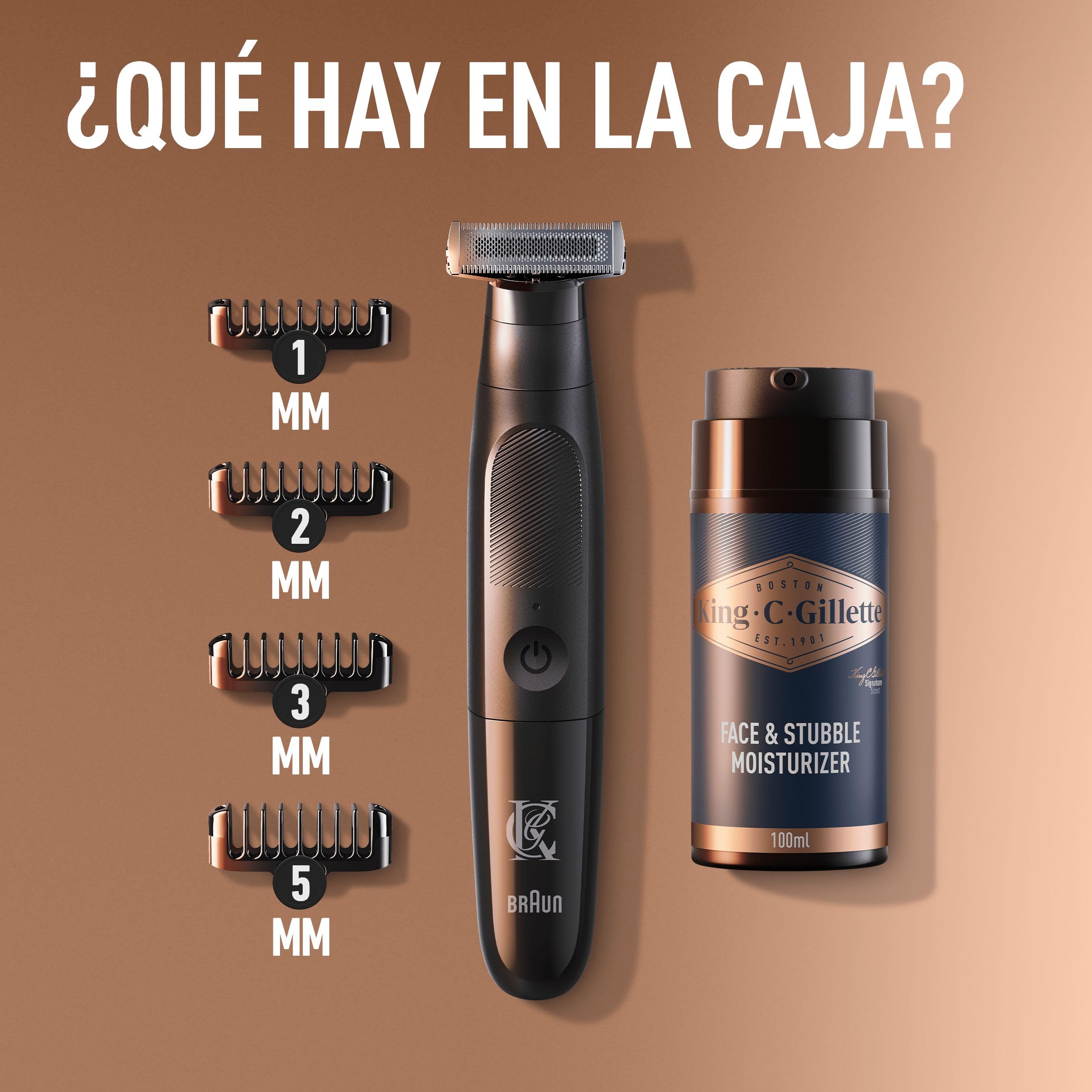 King C. Gillette Kit De Regalo Stubble, Incluye Recortadora De Barba Style Master, 4 Peines Y Crema Hidratante Para Rostro Y Barba De 3 Días