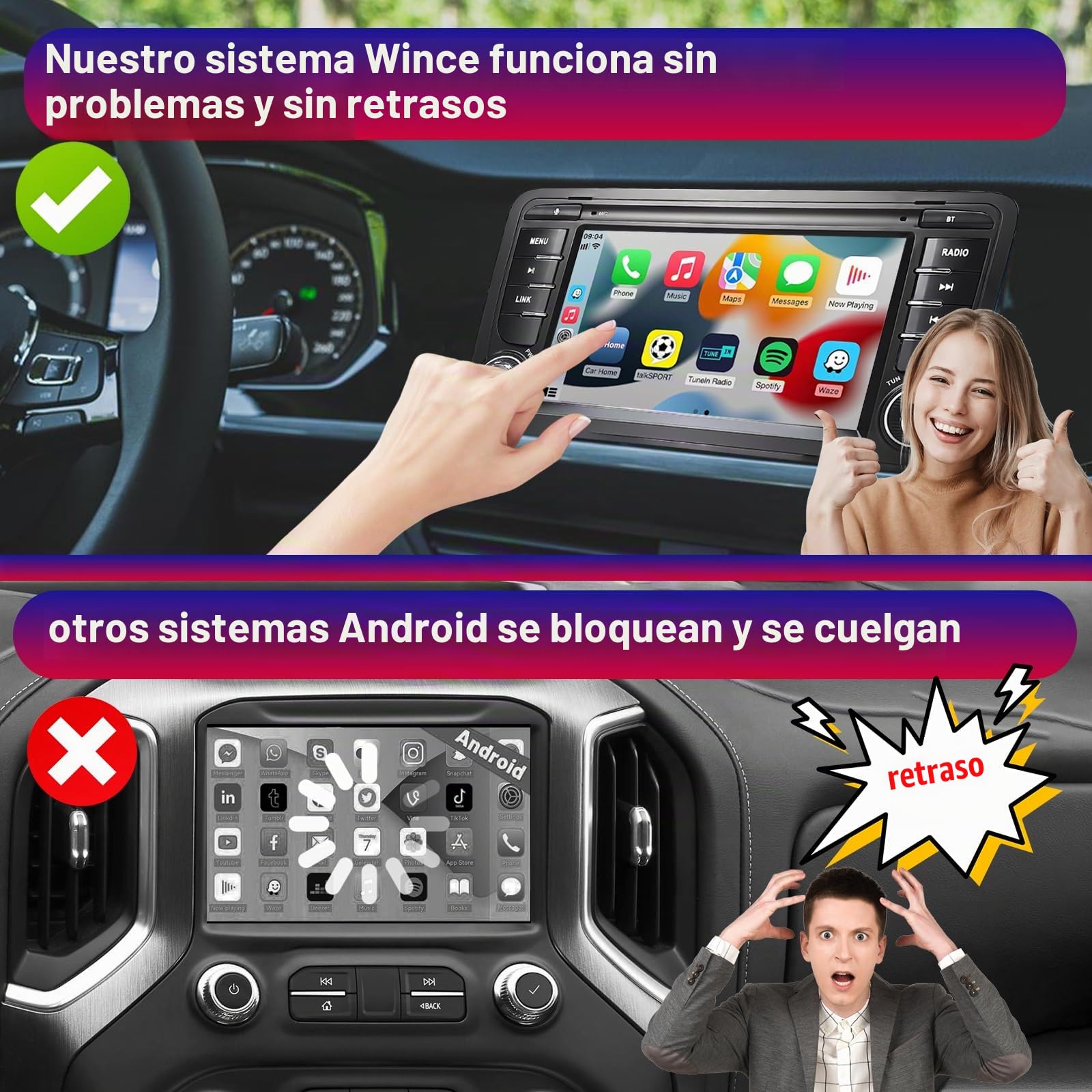 Radio de Coche para Audi A3 2003-2012, S3 2006-2012, RS3 2011-2012 Compatible con Carplay Android Auto, Pantalla táctil de 7 Pulgadas con Radio Bluetooth/FM/Am/USB/DPS/RDS-Energía Alta