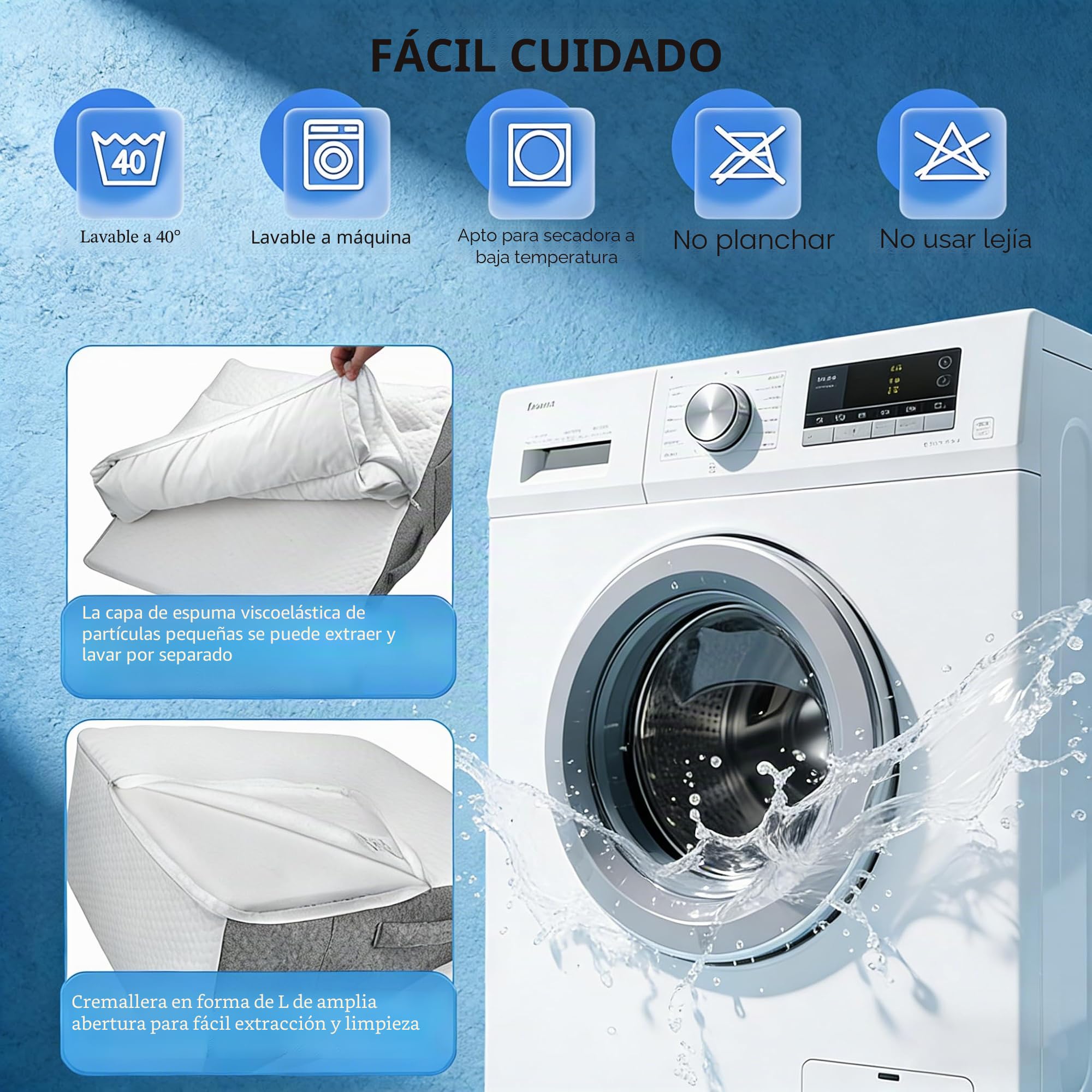 Cojín de cuña para cama y sofá, cojín de lectura doble para cojín de espalda, elevador de cama, cojín de apoyo lumbar, cojín de lectura de espuma de alta densidad para espalda, piernas y