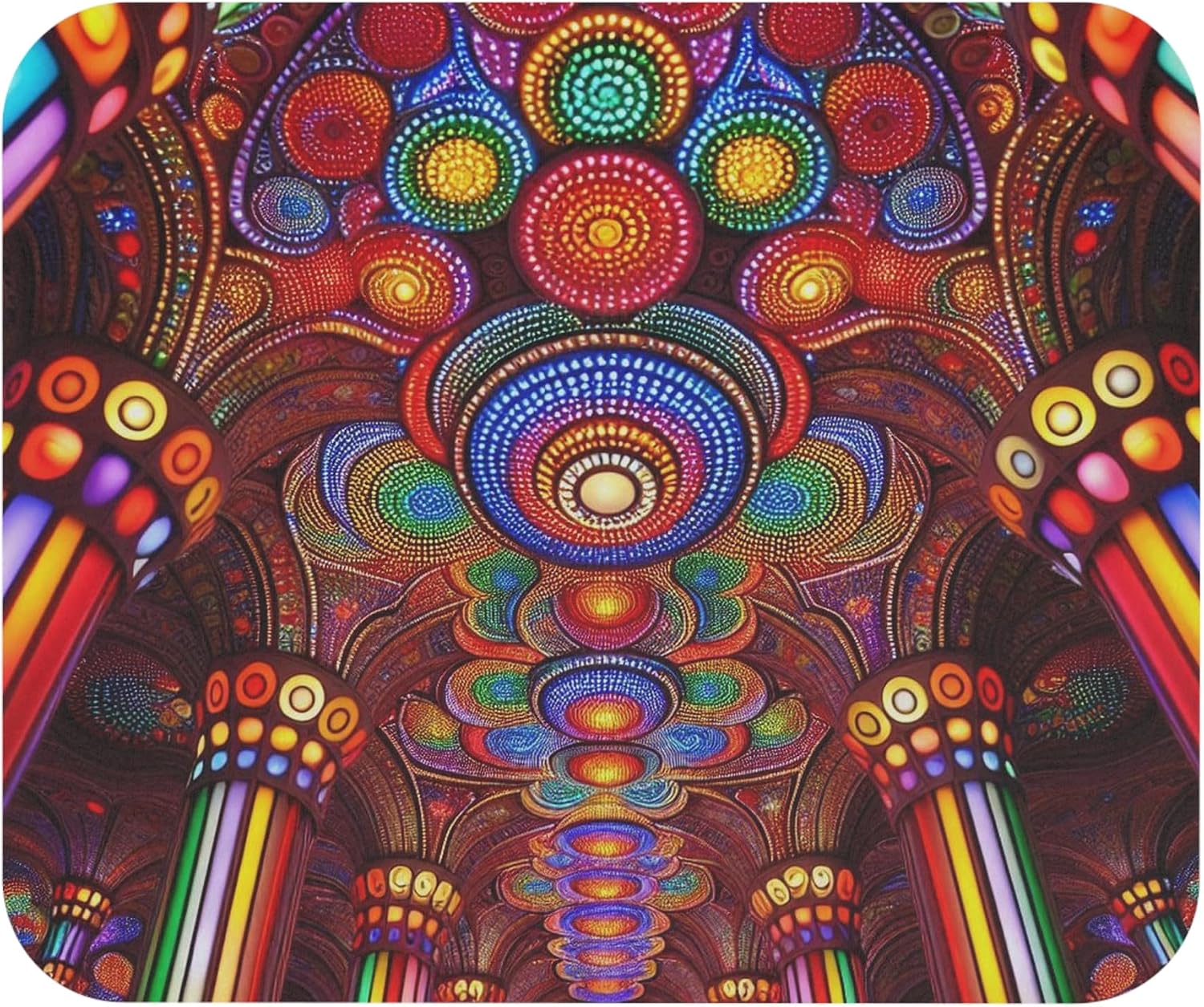 Vividly Multicolored LED Light Tubes 9x8 Inch Rubber Base Mouse Pad