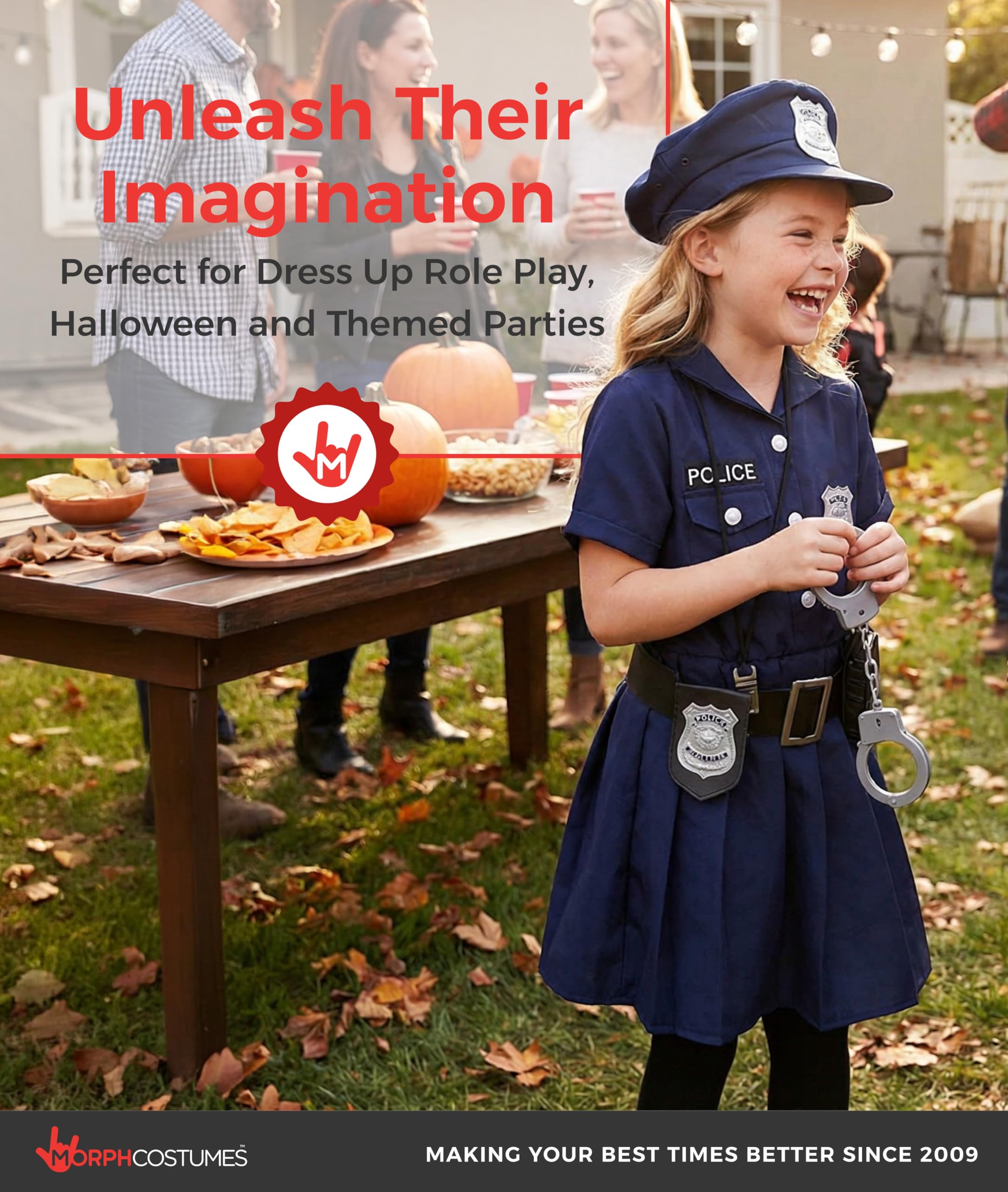Morph Polizei Kostüm Kinder, Polizei Kostüm Mädchen, Halloween Kostum Kinder, Karneval Kostum Mädchen, Fasching