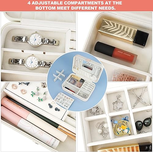 Miniatura 3 de QIUYMEI Organizador de cajas de joyería de viaje Caja de joyería de viaje Caja organizadora de viaje Caja de joyería pequeña para mujer Caja