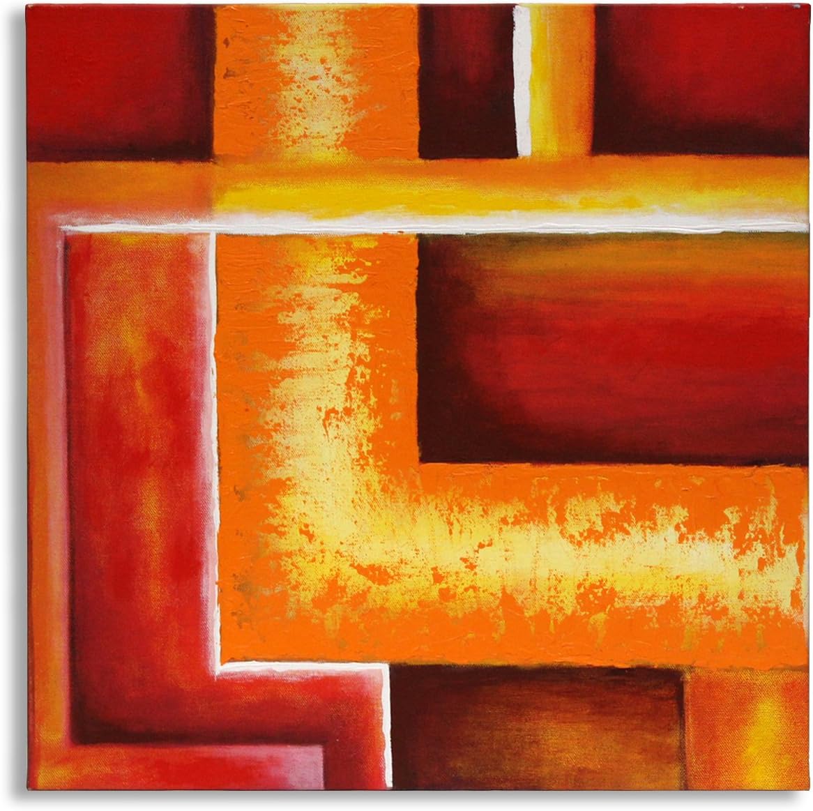 art tantra Handmade Modern Abstract Textured Canvas Painting Wall Art Frame (Yellow , Red)