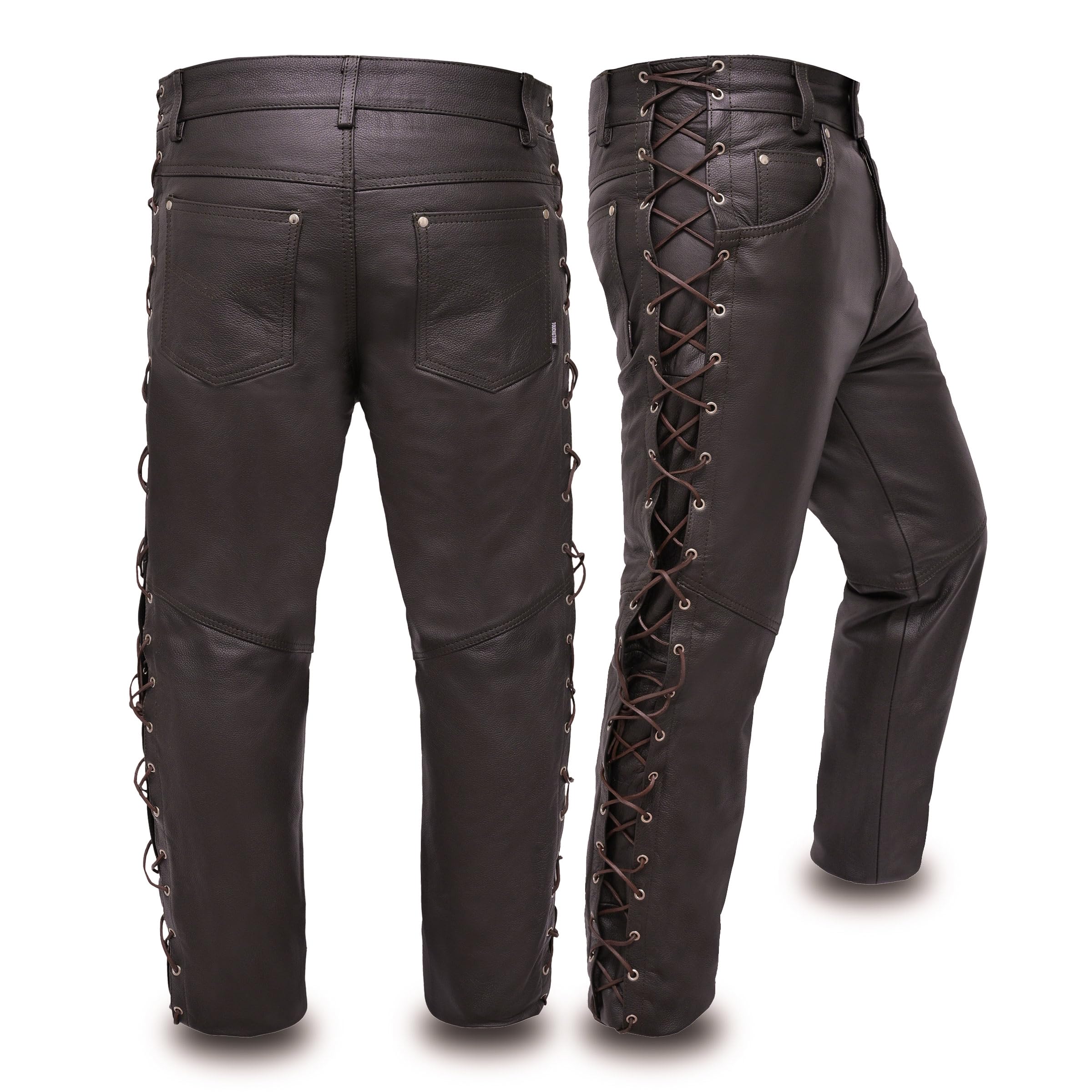 Touch&TornLeather Pants Motorcycle Pants for Mens 30" to 44" Waist Jeans Style Pant with 5 Pockets Motorbike Pant for Biker