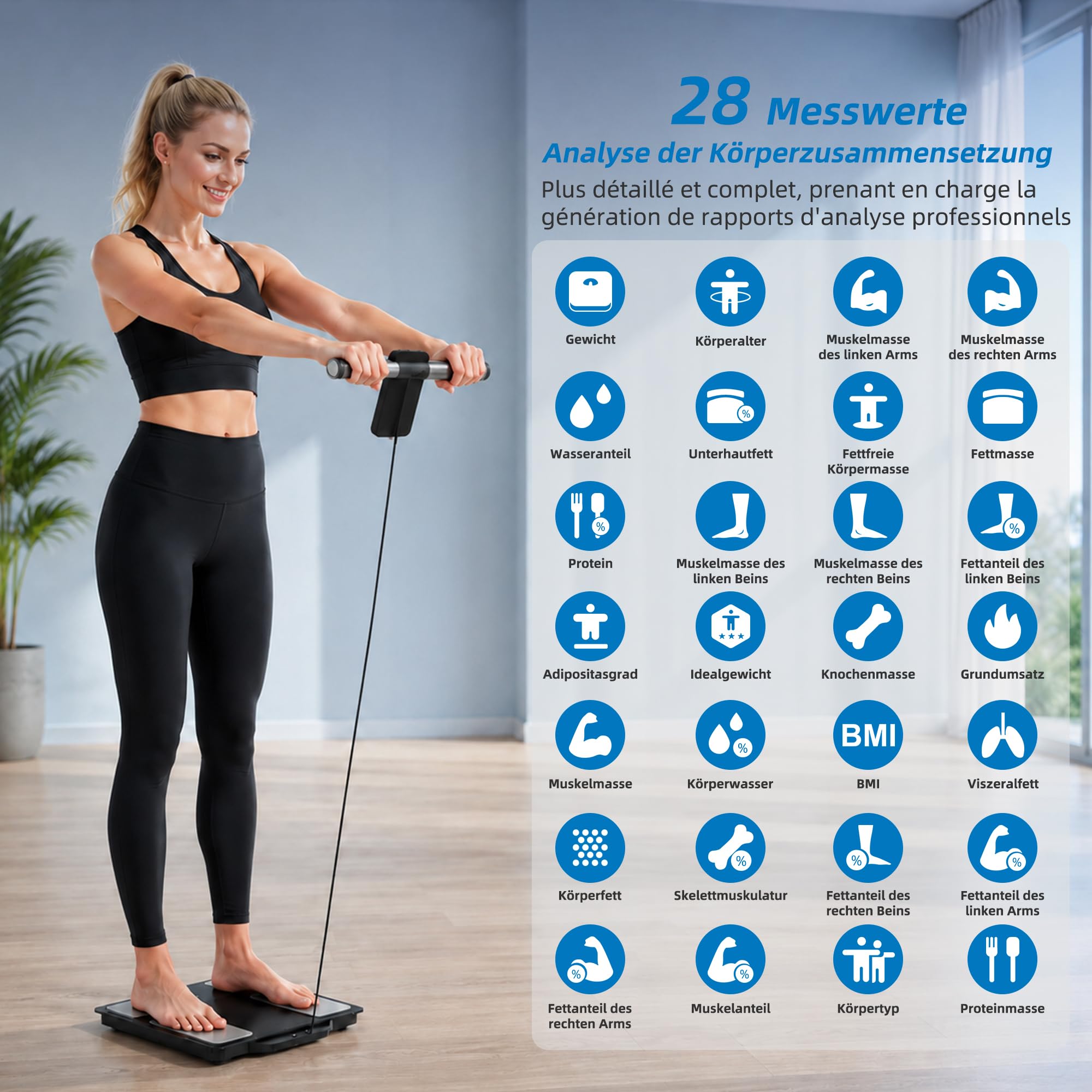 Scale for Body Weight Digital Bathroom Scale with 8 Electrodes, 28 Body Datas Dual Frequency BIA Measurement Smart Weight Scale Compatible with iOS & Android, Max 396lb/180kg/28st