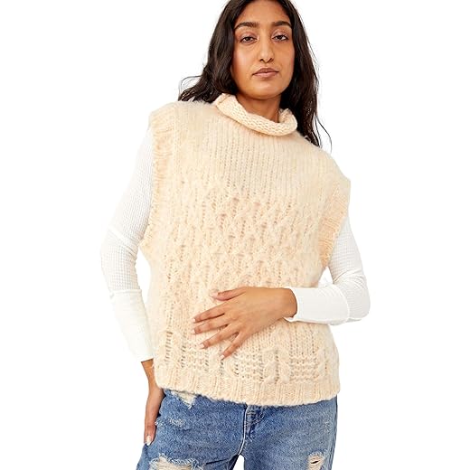 Free People Women's Lost Illusion Vest, Powder Puff, M