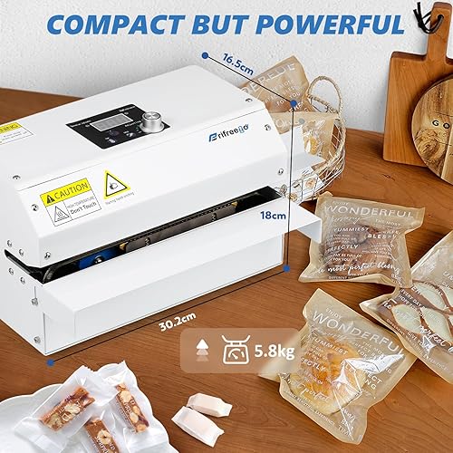 Miniatura 7 de Sellador térmico de grado comercial Máquina automática de sellado de bolsas de calor continuo, temperatura y velocidad ajustable, máquina de sellado