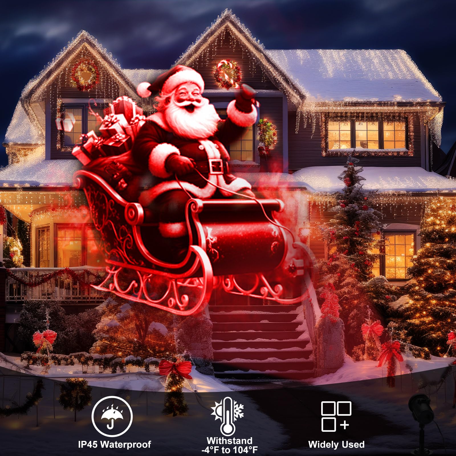 Weewooday Weihnachts & Halloween Projektorlicht 2025 mit Fernbedienung, 12 HD 3D-Filmen, 4-Farb-Modi, IP45 wasserdicht, für Innen & Außen, Garten, Fenster, Party Deko