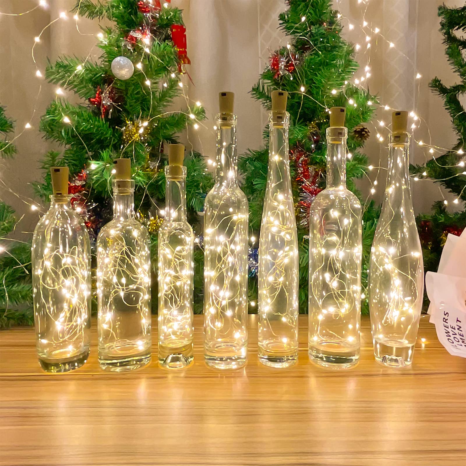 Etinga Confezione da 30 mini luci a forma di bottiglia di vino con sughero, 20 LED, 1,8 m, per barattoli fai da te, Halloween, Natale, decorazioni per feste, matrimoni (confezione da 30, bianco caldo)