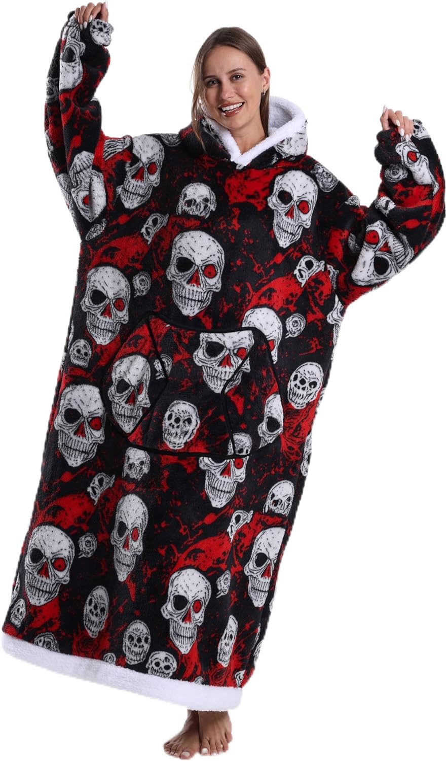 Capecage Blanket Hoodie, Long Hooded Blanket Sweatshirt as Birthday Gifts for Women Men, Long Wearable Blanket for Women Men.