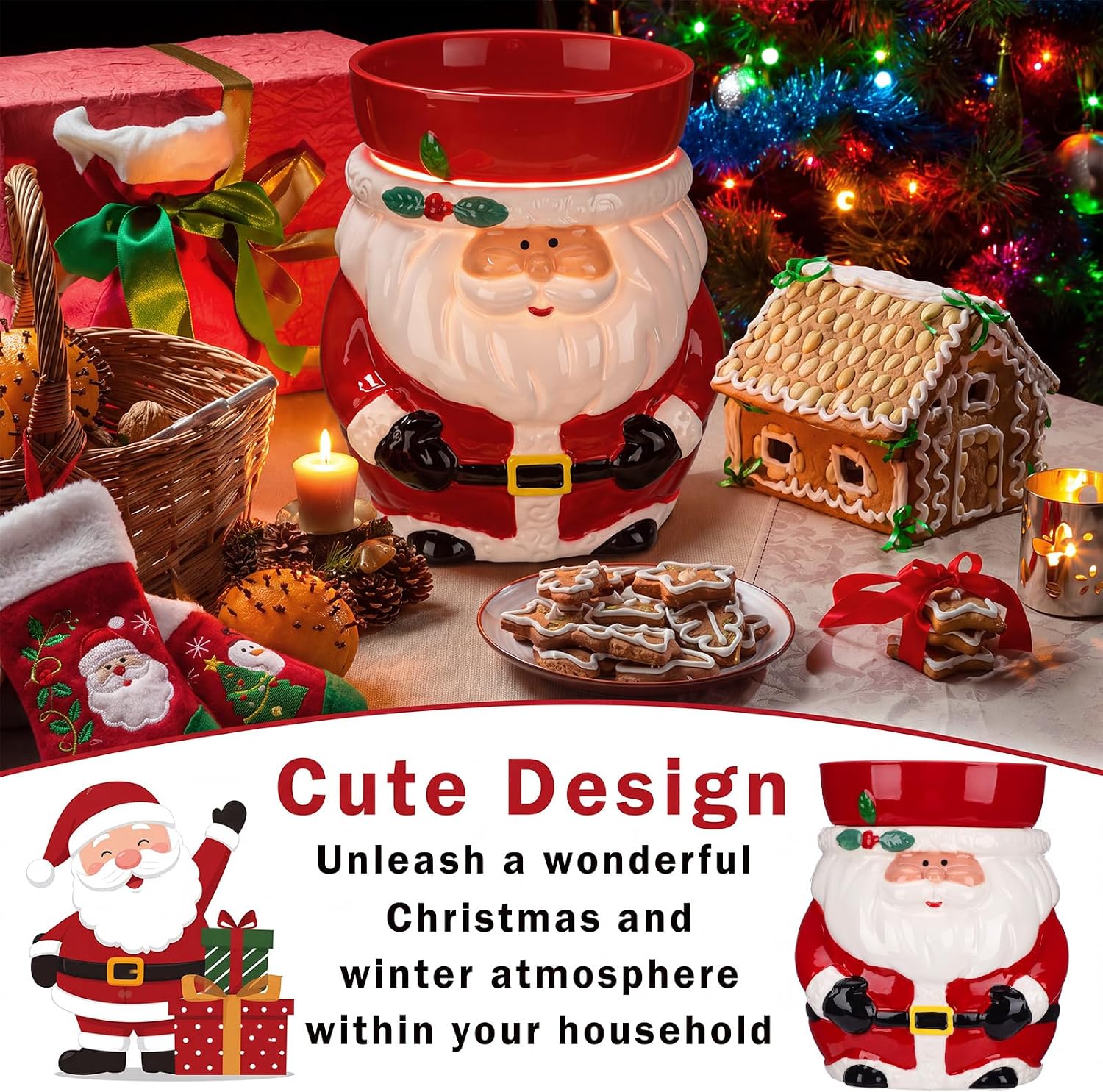 Glooglitter Christmas Wax Warmer Santa Electric Scented Wax Melt Warmer