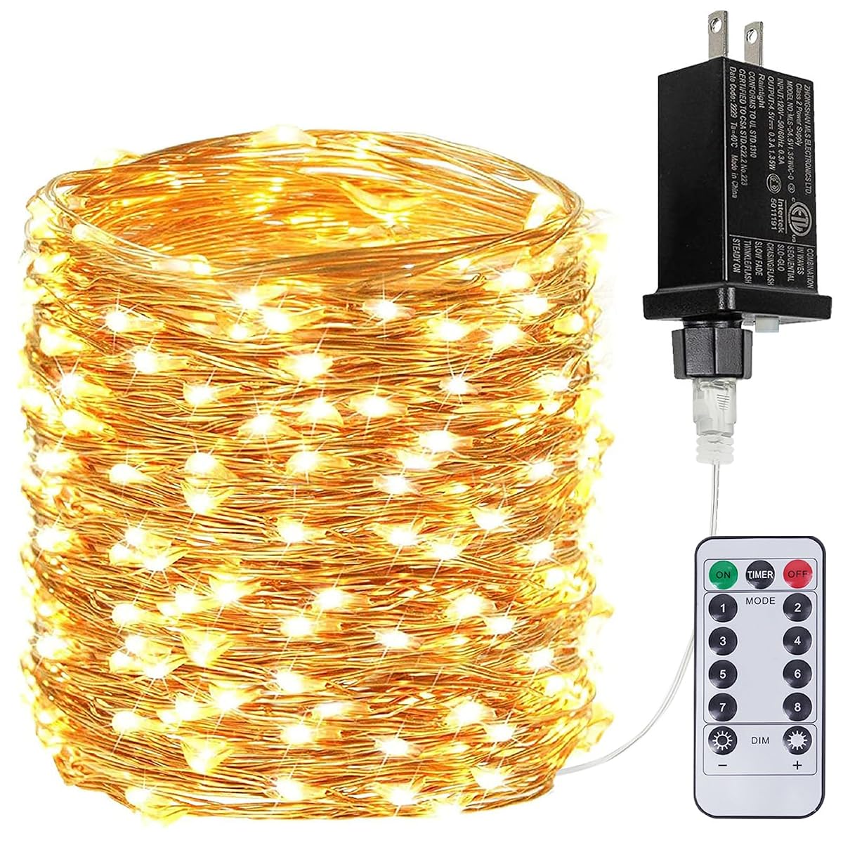 BHCLIGHT 99Ft 300 LED Fairy Lights, Waterproof Copper Wire String Lights with