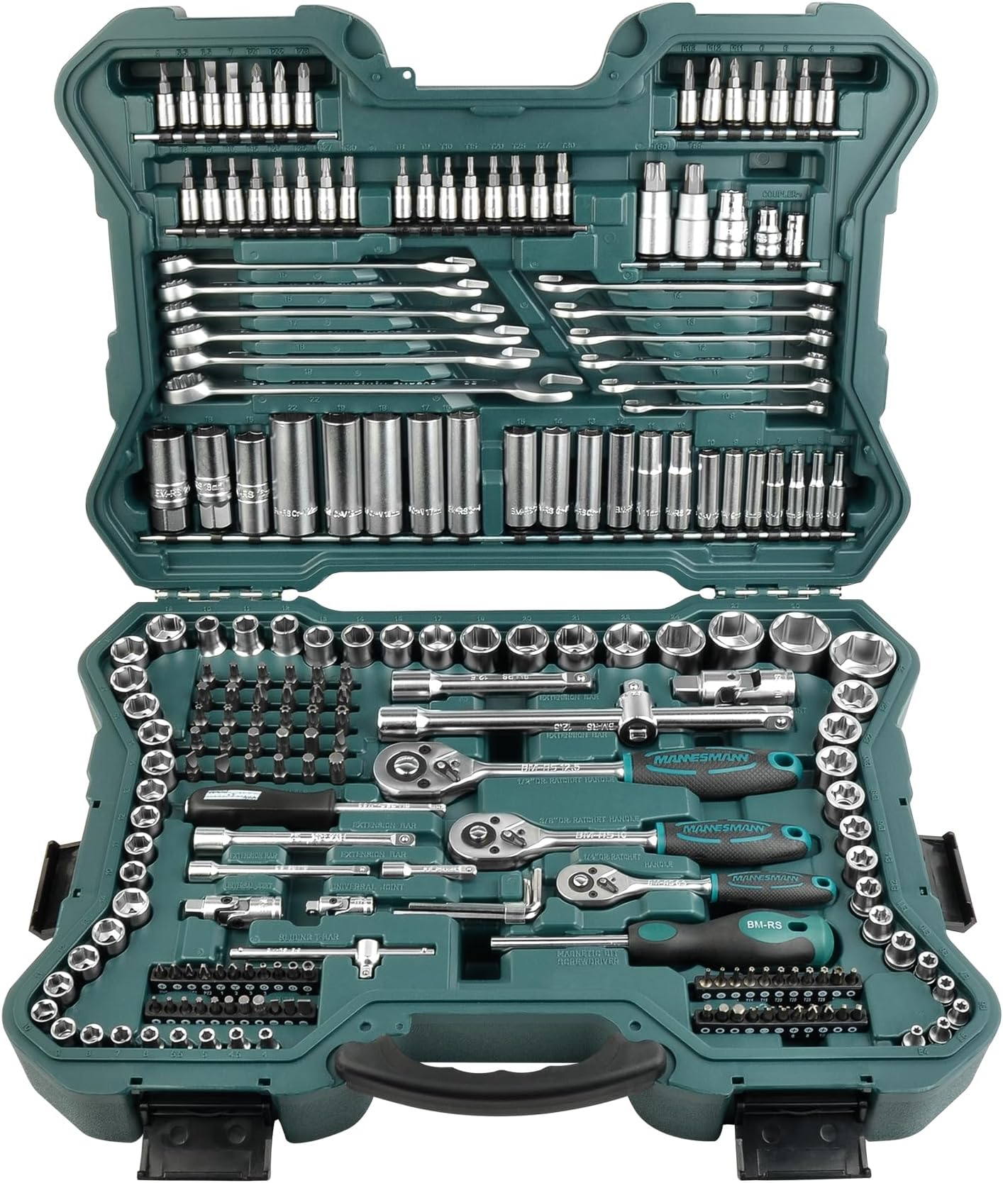 Mannesmann Brüder Socket Spanner Set, 1/4 Inch, 3/8 Inch and 1/2 Inch, 215 Pieces, M98430