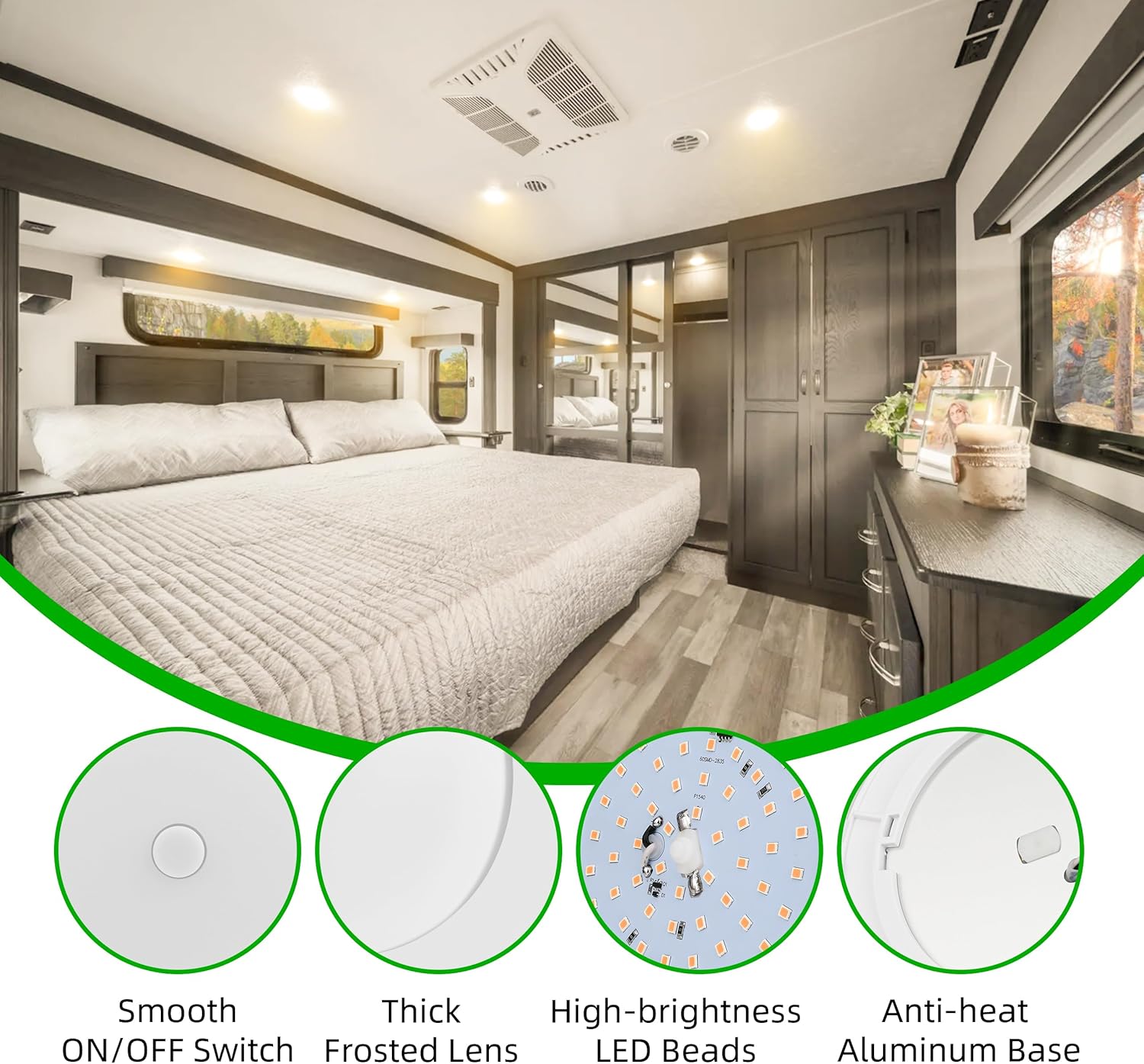 RV Light Interior 12V, 5Inch RV Ceiling Dome Light, RV LED Puck Light with ON/Off Switch, 700LM Camper Lights Fixture for RV Boat Camper Trailer Car (3200K Warm White, 6PCS)