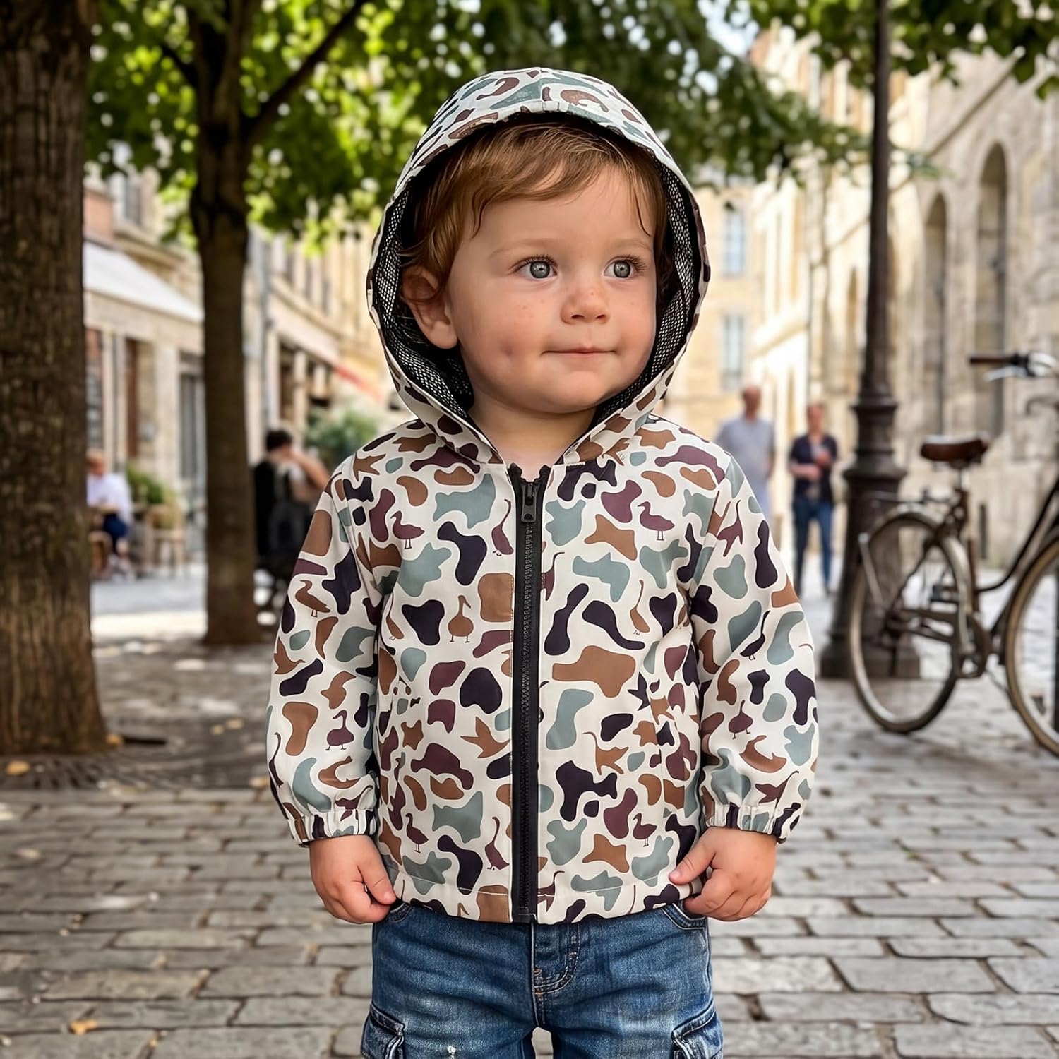 Bagilaanoe Toddler Baby Boy Windbreaker Outerwear Fall Hunting Outfit | Zipper, Camouflage Jacket, Hooded Jackets for Boys, Forest Leaves Print, Spring Fall Clothes Boy Coat
