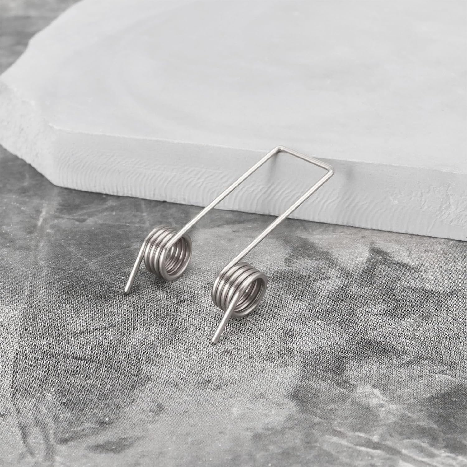 SING F LTD 10PCS Double Leg Spring 4 Coil Nickel-Plated Stainless Steel Torsion Springs 1mm x 8mm Trash Can Accessories for Garbage Bins