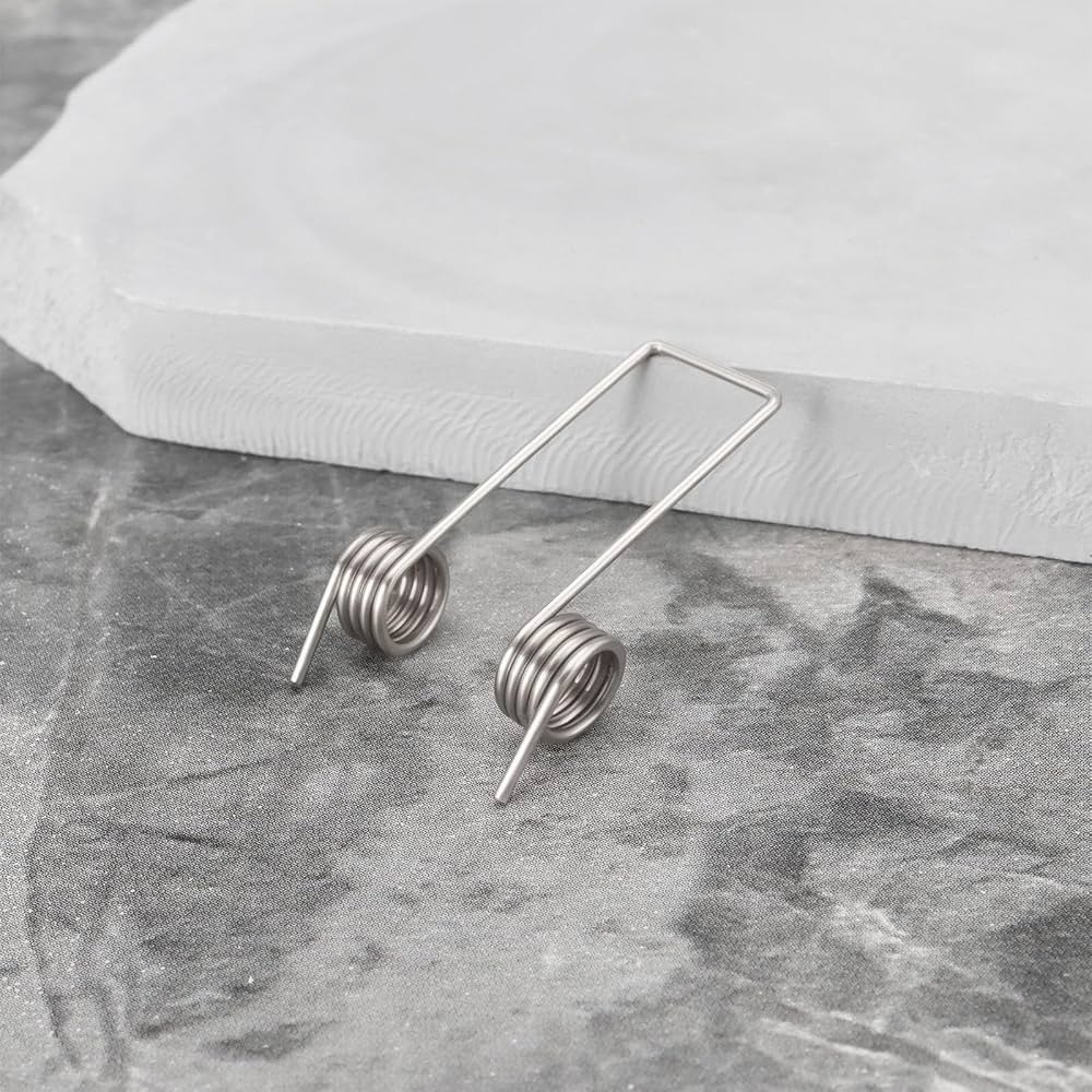 10 Molle A Doppia Gamba Per Bidoni, Torsione In Acciaio Nichelato, 1 Mm X 8 Mm, 4 Bobine, Resistenti E Facili Da Montare