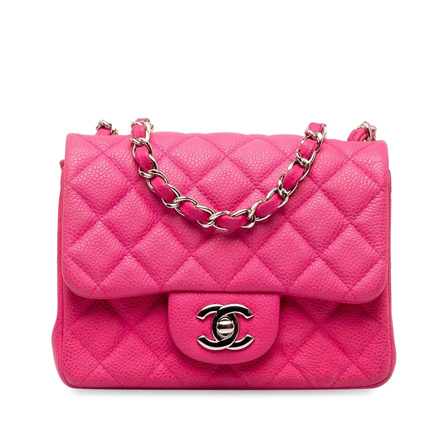 Chanel Borsa Mini Square Single Flap in Pelle di Caviar Rosa di seconda  mano : Amazon.it: Luxury Stores