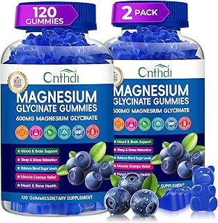 Magnesium Glycinate Gummies 600mg, Sugar Free Chewable Magnesium Gummies for Adults & Kids Relaxation, Bone Health, Stress Relief, Night Rest, No Melatonin, Gluten Free, Non GMO, Pectin, 240 Count