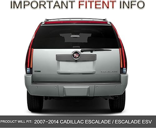 Miniatura 5 de VLAND Conjunto de luces traseras para Cadillac Escalade 3 generación SUV 2007-2014 (no para GMC y Chevrolet), lámpara trasera con DRL, luz trasera