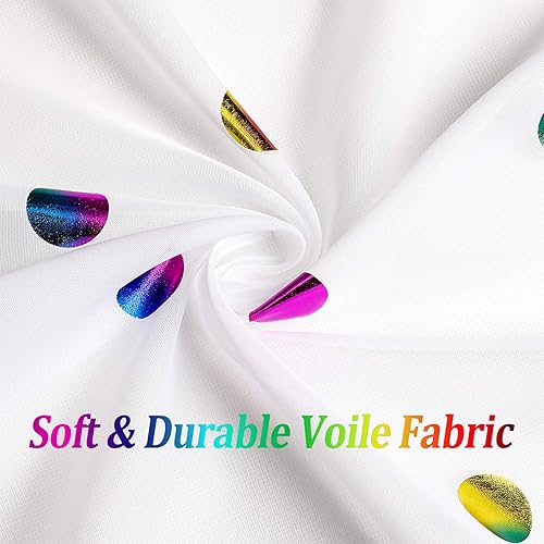 Miniatura 5 de Urban Lotus Cortinas blancas de 24 pulgadas de largo, cortinas traslúcidas con estampado de lunares metálicos para cocina, cortinas de café con