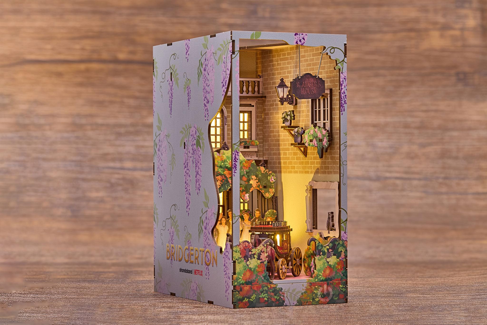 Revell Tiny Adventures Tiny Adventures - Bridgerton En la Luz Rincón de Libros - con Iluminación LED, 3D Miniatura Manualidades de Madera de Bricolaje