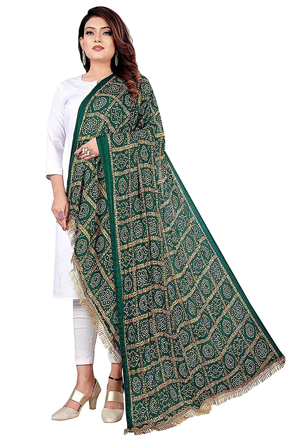GenericAashita Creations Women's Jaipuri Bandhej Rajasthani Heavy Chinon-Silk Dupatta_1028