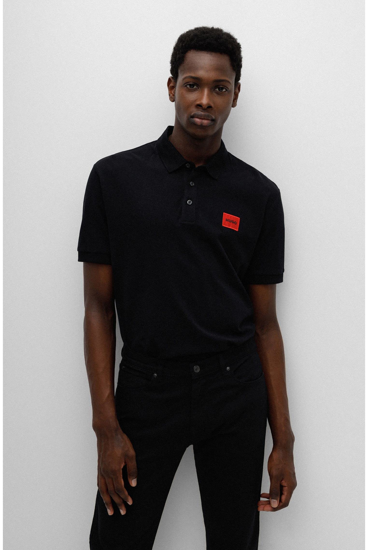 HUGO Herren Dereso222 Slim-Fit Poloshirt aus Baumwoll-Piqué mit Logo-Label