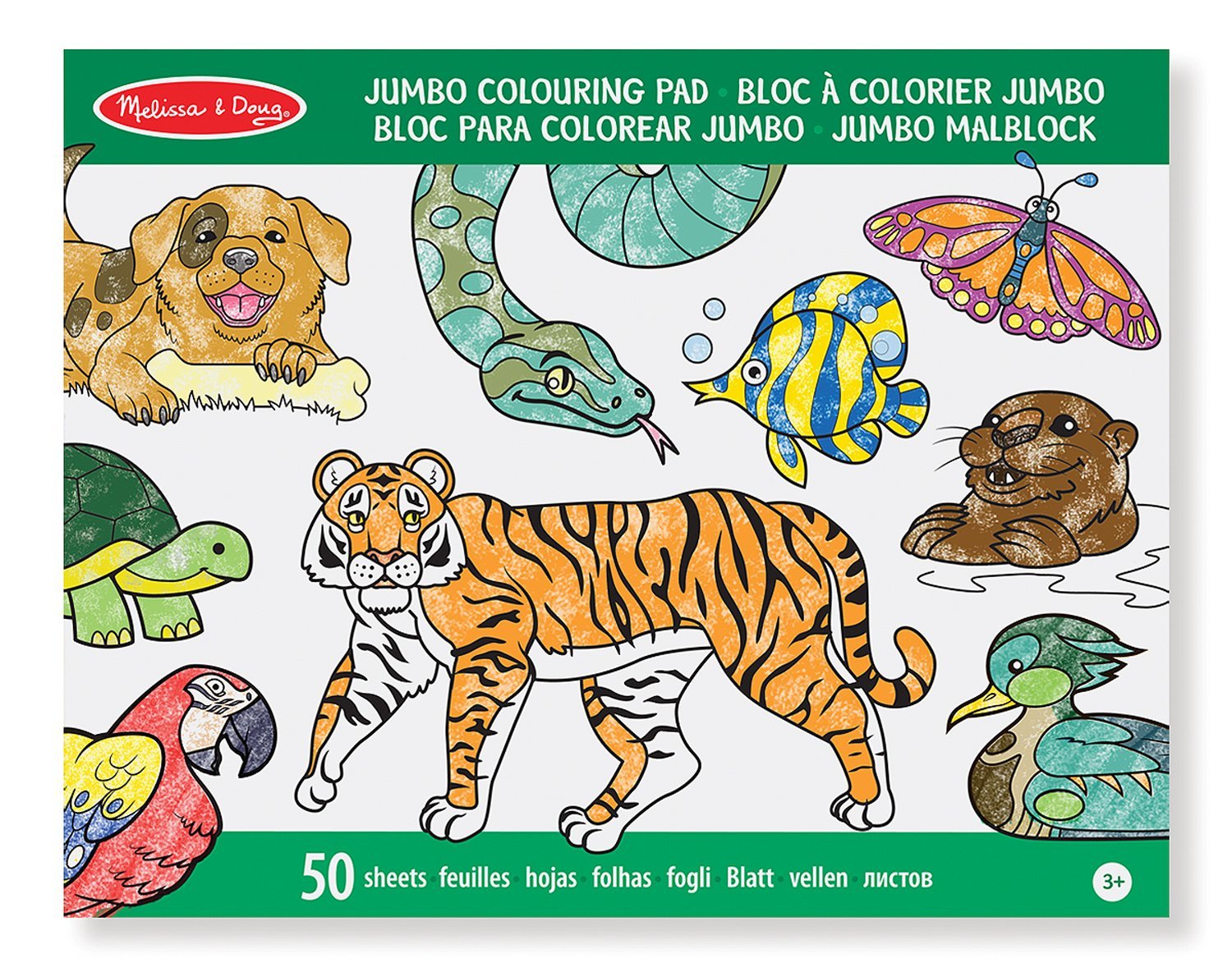 Melissa & Doug Libro gigante para colorear - animales, Juegos creativos, Actividades creativas para niños, Libro de actividades, Juegos creativos, Pasatiempos para niñas y niños de 3 4 5 6 7 años
