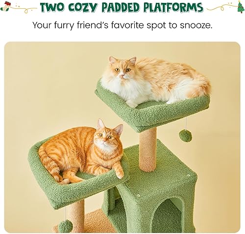 Miniatura 81 de MWPO Árbol de gato rosa de 63.8 pulgadas para gatos de interior, torre para gatos de varios niveles con postes rascadores cubiertos de sisal