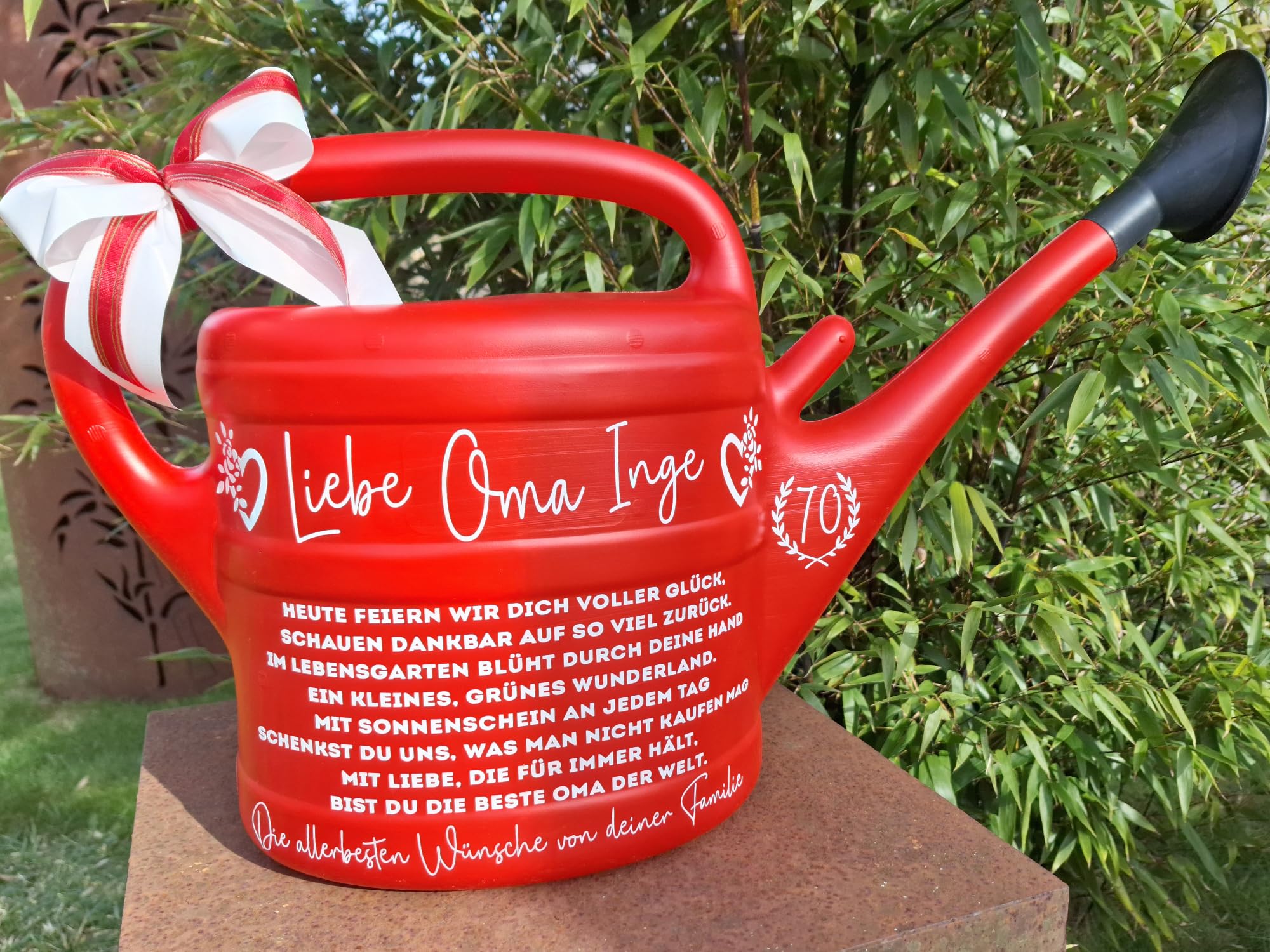 Beste Oma Großmutter Geschenk, personalisiertes Geburtstagsgeschenk mit Spruch zum 60./70./75./80./85. Geburtstag Garten Gießkanne 10 L Großeltern tolles Enkelgeschenk