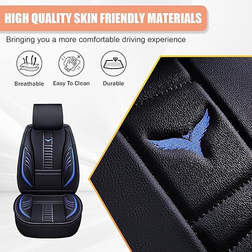 Miniatura 6 de Juego completo de 5 fundas de asiento de automóvil para Chevrolet Chevy Silverado 1500 2016, protectores de asiento delantero y trasero, de piel