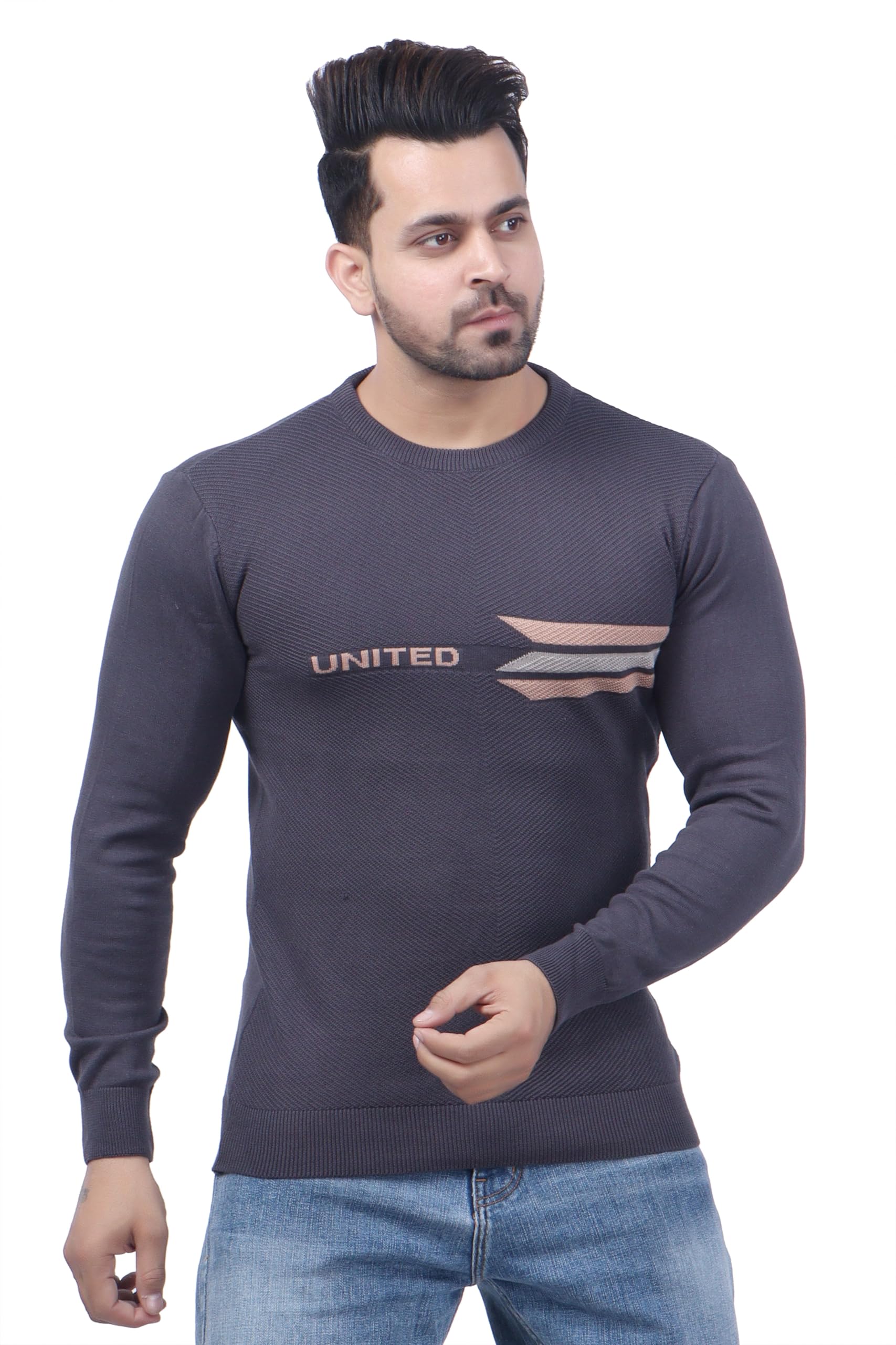 feverfew Latest Men Pullover Sweater | Full Sleeve | Round Neck | Cotton Fabric | Winter Warmth | Casual Solid Sweater-picture-25