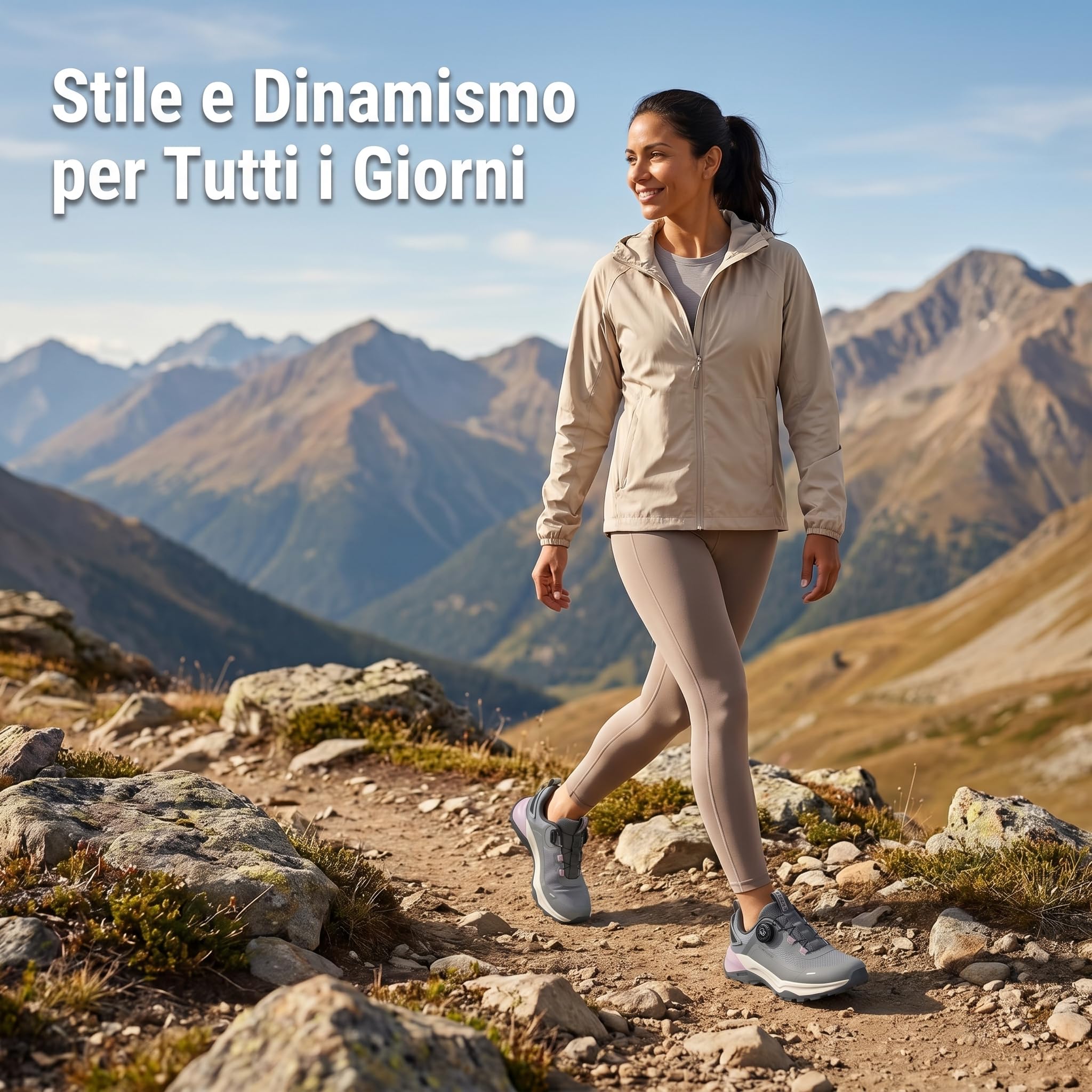 CLEIKES Scarpe da Trekking Donna Chiusura a Rotella Sneakers Outdoor Traspiranti Leggere Antiscivolo per Escursionismo Montagna e Camminata WOS260318IT