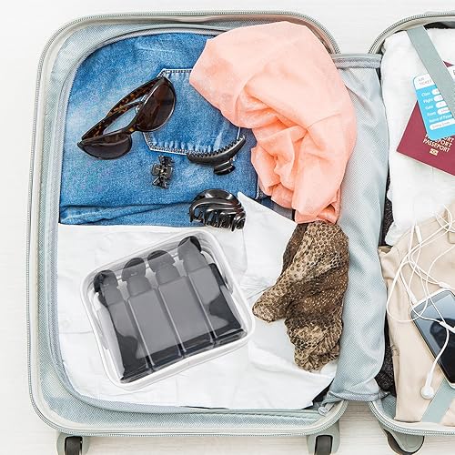 Miniatura 5 de Botellas de viaje, accesorios de viaje, artículos de tocador, paquete de 4 botellas de champú y acondicionador de viaje de 3.7 onzas líquidas,