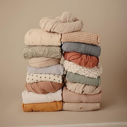 Miniatura 6 de mushie Sábana bajera ajustable de muselina extra suave  192 hilos  28 x 52 pulgadas (niebla)