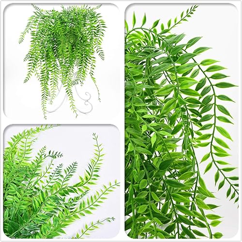 Miniatura 3 de PASYOU Plantas colgantes falsas para decoración, enredaderas artificiales, guirnalda de hiedra de plástico, decoración de hojas sintéticas de