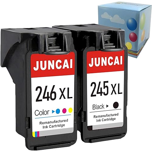 Remanufactured Ink Cartridges 245 and 246 Replacement for Canon PG-245XL CL-246XL PG-243 CL-244 for Canon PIXMA MX492 MX490 MG2920 MG2922 MG2420 MG2520 IP2820 (1 Black 1 Tri-Color)